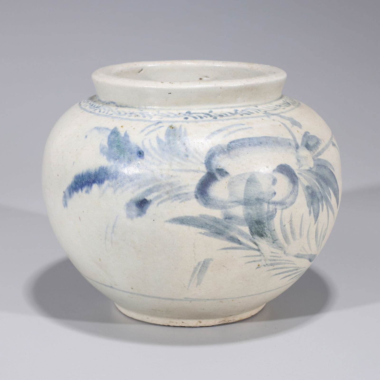 Antique Korean Blue & White Ceramic Jar (1 of 4)