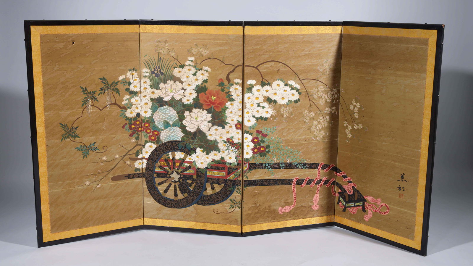 Japanese Painted Four Panel Screen (1 of 6)