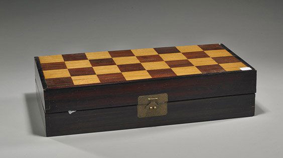 Boxed Chinese Carved Ivory Chess Set: Boxed Chinese Carved Ivory Chess SetHighly unusual and very intricately carved, older Chinese ivory chess set: consisting of 32 pieces, one half stained, all with various motifs including; warriors, d