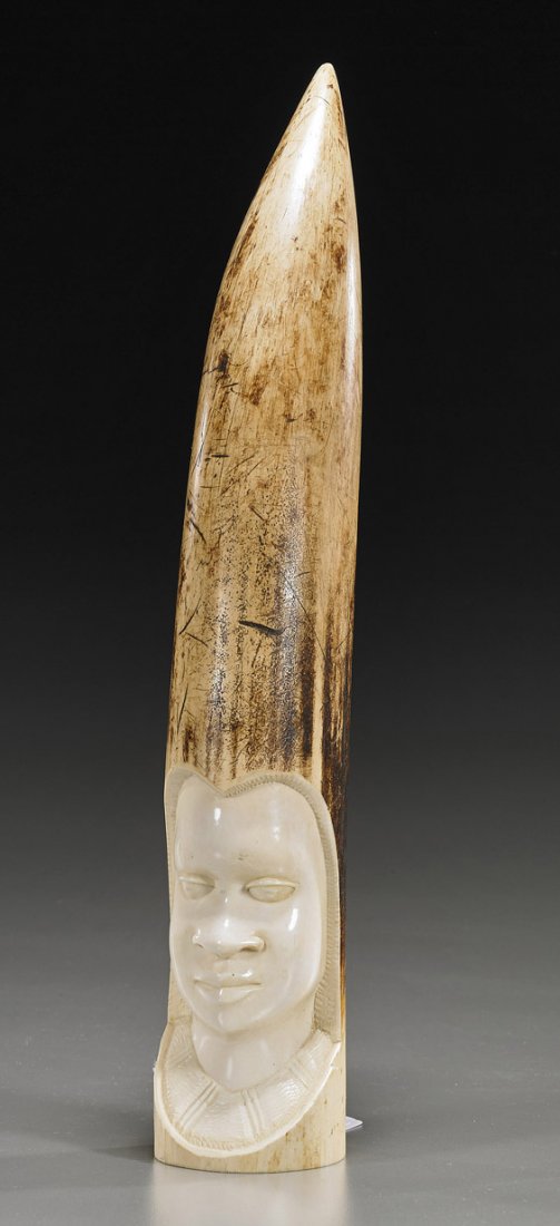Old African Carved Ivory Tusk