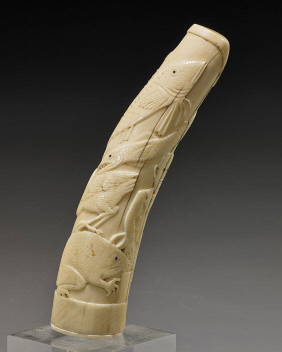Old African Carved Ivory Tusk