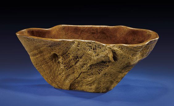 LARGE BURL WOOD BOWL: LARGE BURL WOOD BOWLArtist: Robert K. FrankThis beautiful bowl was carved from burl wood found in Santa Barbara, California. Burl is the name given to the gnarled wood taken from the root-base of a tr