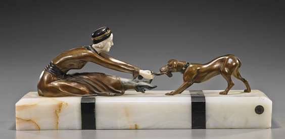 Art Deco-Style Bronze & Ivory Sculpture