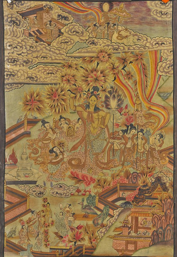 Chinese Unmounted Buddhist Silk Painting
