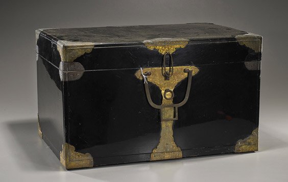 Antique Japanese Black Lacquer Chest
