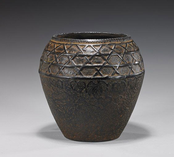 Small Antique Japanese Cast Iron Vase