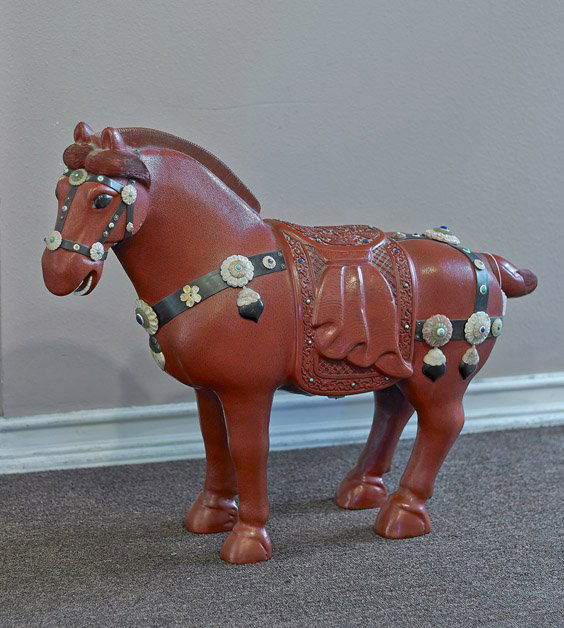Large Chinese Carved Cinnabar Lacquer Horse