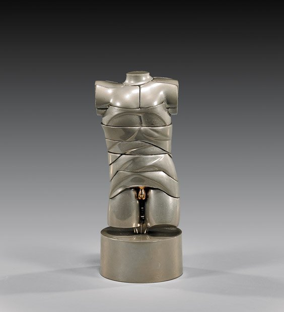 METAL SCUPLTURE BY MIGUEL BERROCAL: 拼合式金屬雕塑 SECTIONAL SCULPTURE BY MIGUEL BERROCALLimited edition, sectional sculpture by Miguel Berrocal (Spanish, 1933–2006), entitled Mini-David; depi