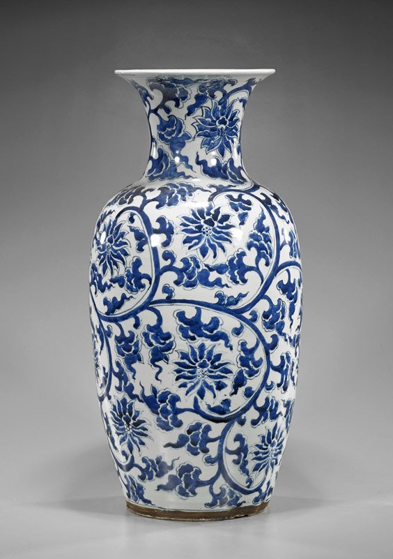 Tall Chinese Blue & White Porcelain Vase