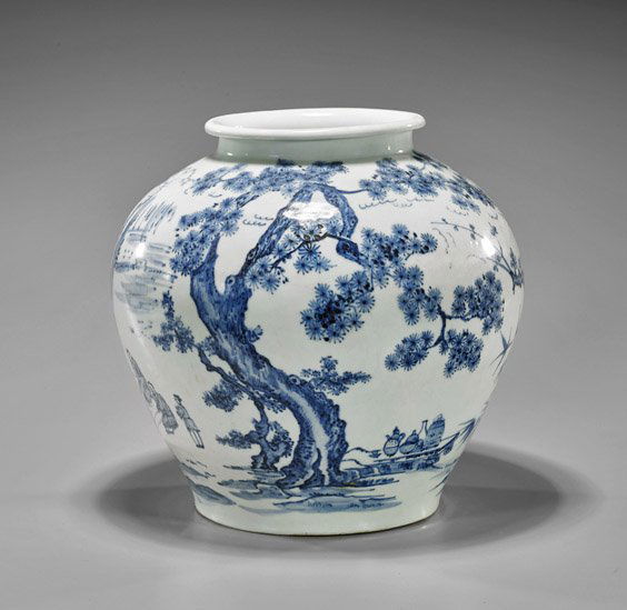 Korean Blue & White Porcelain Vase