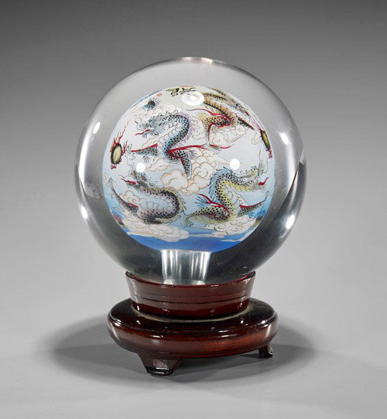 Large Chinese Inside Painted Glass Ball