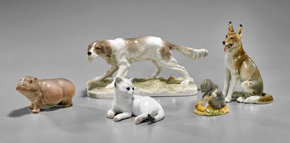 Group of 5 Glazed Porcelain Animals (1 of 2)