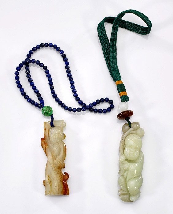 Two Carved Celadon Jade Figures (1 of 1)