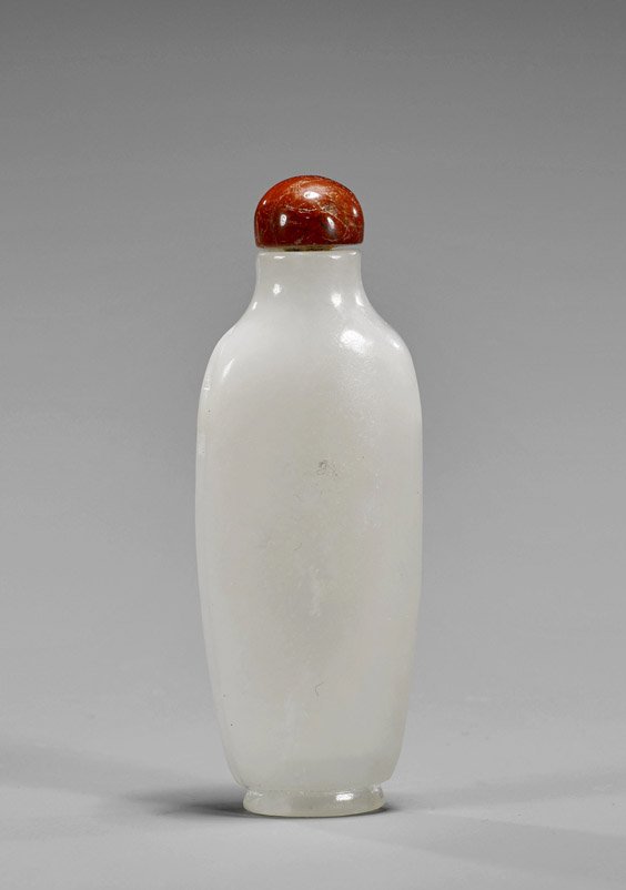 Carved White Jade Snuff Bottle (1 of 1)