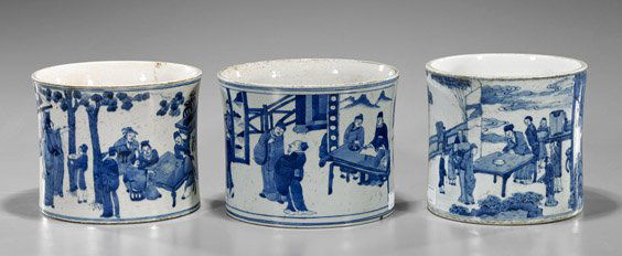 Three Kangxi-Style Porcelain Brushpots (1 of 3)