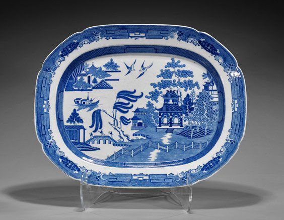 Large Antique Blue & White Tray (1 of 1)