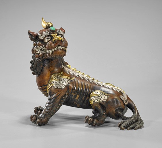 Chinese Inlaid Bronze Qilin (1 of 1)