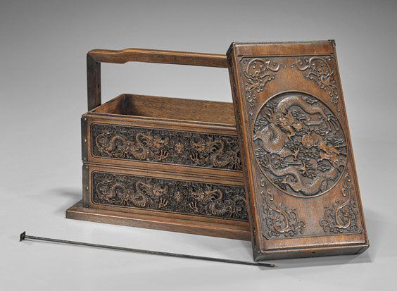 Chinese Carved Hardwood Stacking Box (1 of 2)