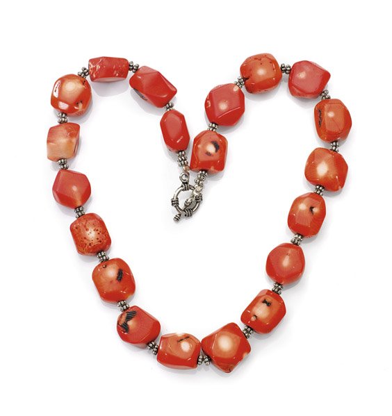 Coral Nugget Bead Necklace (1 of 1)