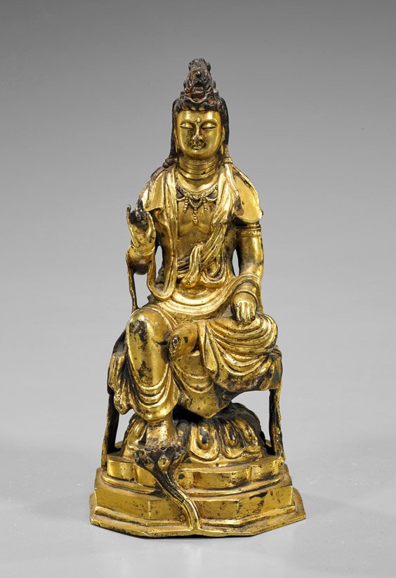 Chinese Gilt Bronze Seated Guanyin (1 of 1)