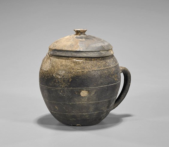 Old Blackware Pottery Covered Jar (1 of 1)