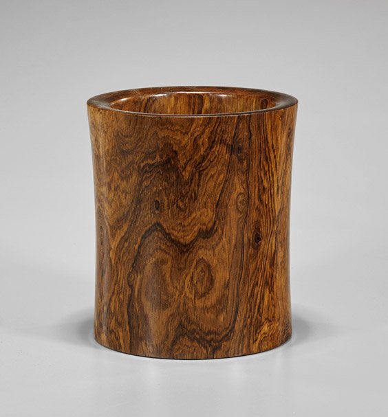 Chinese Carved Hardwood Brushpot (1 of 1)