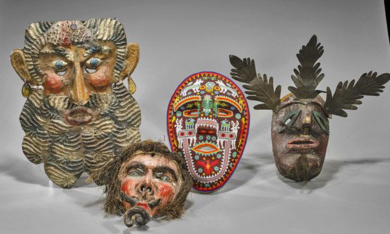 Four Mexican Tribal Masks (1 of 1)