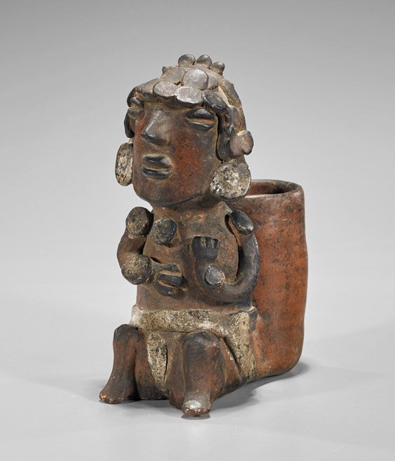 Pre-Columbian Colima Pottery Seated Priest (1 of 2)