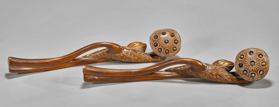 Two Chinese Wood Lotus Root Scepters (1 of 1)