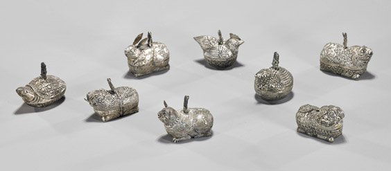 Eight Southeast Asian Silver Animal Boxes (1 of 1)