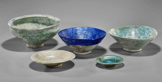 Five Ancient Glazed Pottery Dishes (1 of 1)