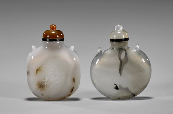 Nine Carved Chalcedony Agate Snuff Bottles (1 of 4)