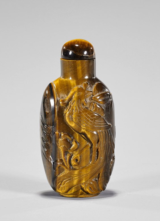 Carved Tiger Eye Snuff Bottle (1 of 2)
