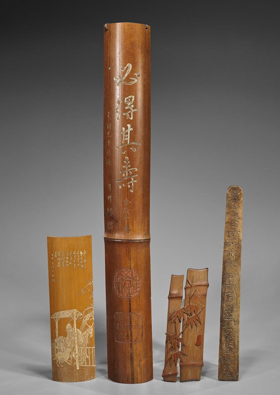 Four Bamboo & Wood Carvings (1 of 1)