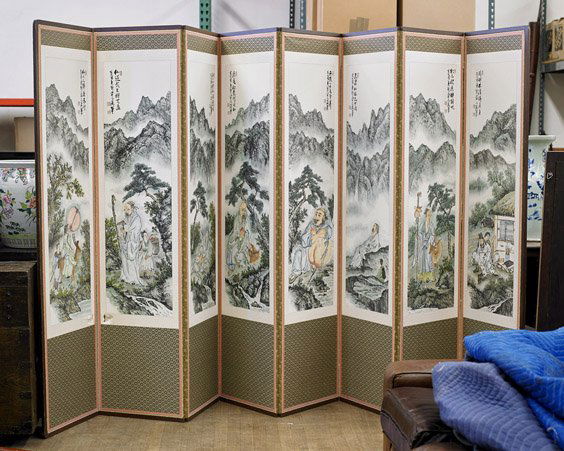Chinese 8-Panel Paper Screen: Immortals (1 of 1)