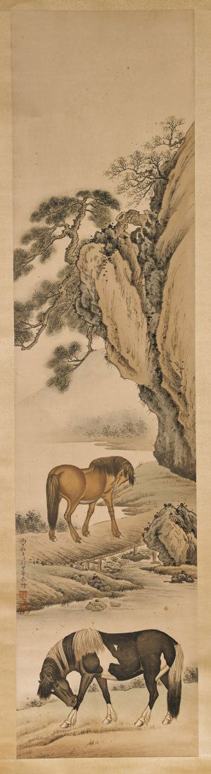 Two Chinese Paper Scrolls: Horses (1 of 5)