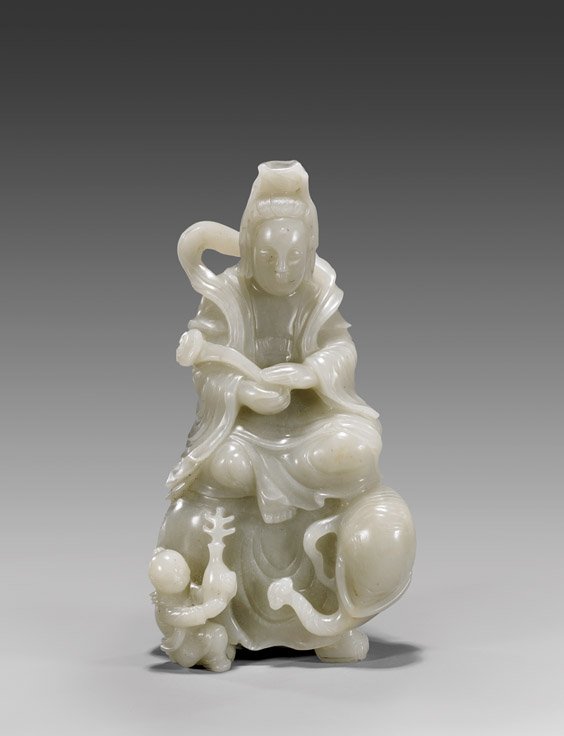 CARVED WHITE JADE GUANYIN (1 of 2)