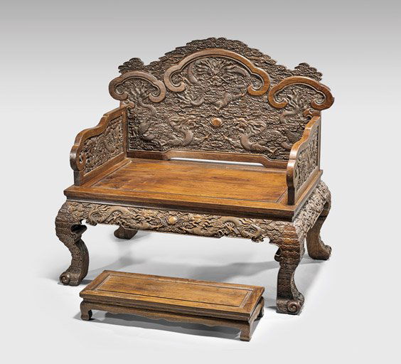 CARVED HUANGHUALI WOOD THRONE CHAIR (1 of 1)