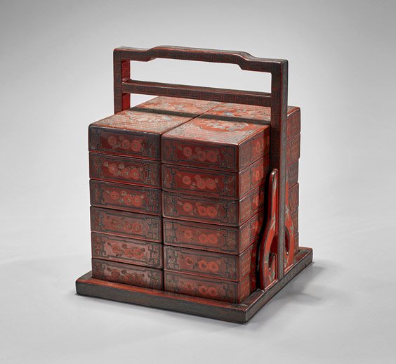 Chinese Carved Laquer Stacking Box (1 of 1)