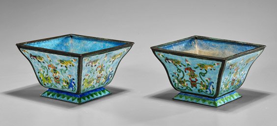 Pair Chinese Enamel on Copper Bowls (1 of 1)