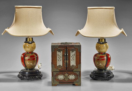Pair Japanese Vases & Chinese Cabinet (1 of 2)