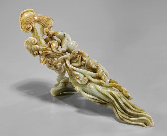 Chinese Carved Hardstone Lingzhi Stalk (1 of 1)