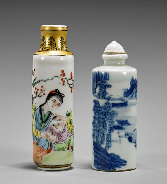 Four Snuff Bottles: Porcelain & Glass (1 of 4)