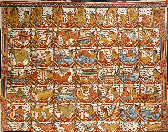 Old Indonesian Painted on Linen Tapestry (1 of 1)