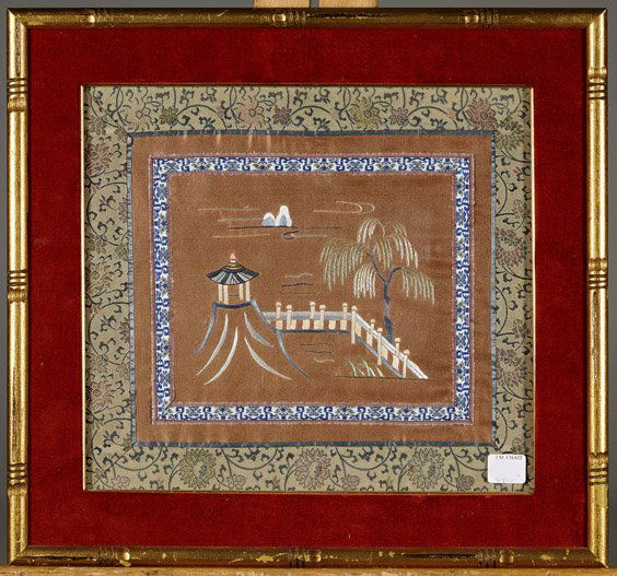Three Chinese Silk Embroidered Panels (1 of 3)