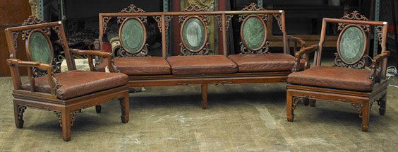 Three Piece Chinese Hardwood Salon Set (1 of 1)