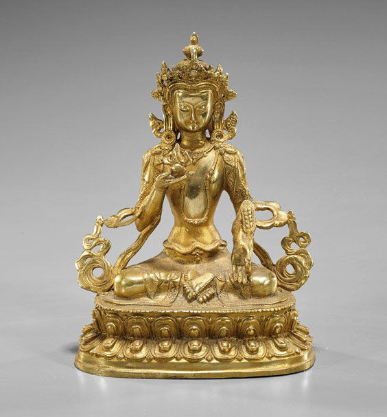 Chinese Gilt Metal Seated Buddhist Deity (1 of 1)