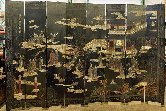 Chinese 8-Panel Coromandel Lacquer Screen (1 of 1)