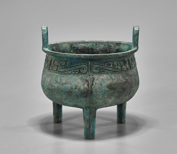 Shang-Style Bronze Tripod Ding Vessel (1 of 1)