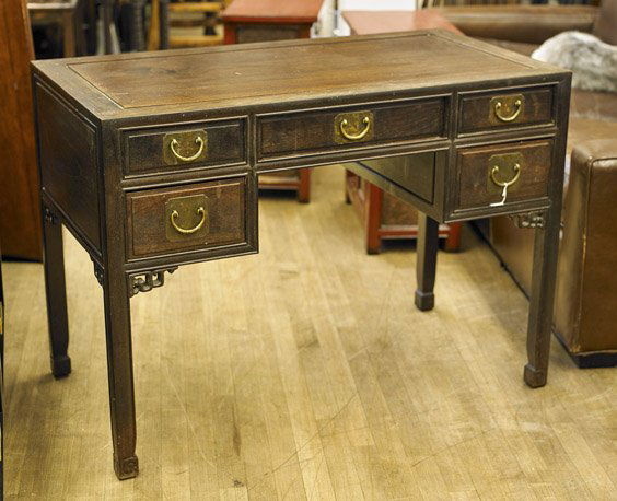 Chinese Carved Elmwood Desk (1 of 1)